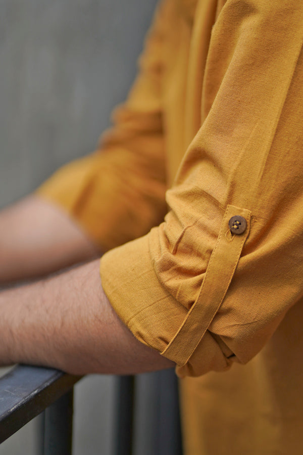 AMBER : Mustard Handwoven Cotton Kurta