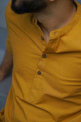 AMBER : Mustard Handwoven Cotton Kurta