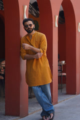 AMBER : Mustard Handwoven Cotton Kurta