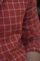 Arlo : Handwoven Cotton Orange checks Full-sleeve Shirt