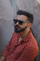 Arlo : Handwoven Cotton Orange checks Full-sleeve Shirt