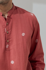 Agni : Jamdani Orange color Knee-Length Kurta