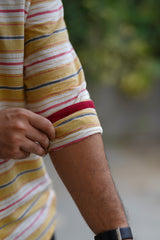 Butter : Handwoven Cotton yellow stripe Full-sleeve Shirt