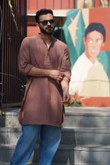 CLAY : Dull Mauve Handwoven Cotton Kurta