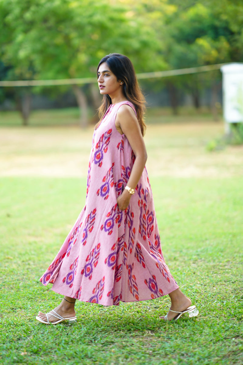 pink ikat dress Washable Silk Wrap Dress, Perfect Pink Ikat Small