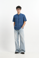 Dhaar - Indigo Dabu Blockprint Half-Sleeve shirt