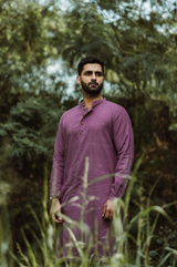 Dhun : Jamdani Wine color Knee-Length Kurta