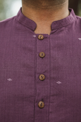 Dhun : Jamdani Wine color Knee-Length Kurta