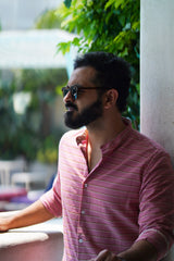 Flamingo : Handwoven Cotton Pink Full-sleeve Shirt