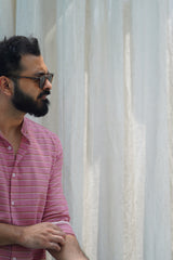 Flamingo : Handwoven Cotton Pink Full-sleeve Shirt