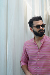 Flamingo : Handwoven Cotton Pink Full-sleeve Shirt