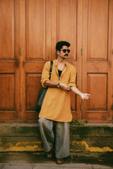 AMBER : Mustard Handwoven Cotton Kurta