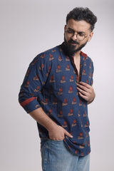 HANS : Blockprint Short Kurta