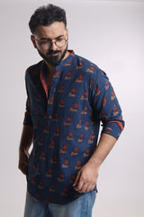 HANS : Blockprint Short Kurta