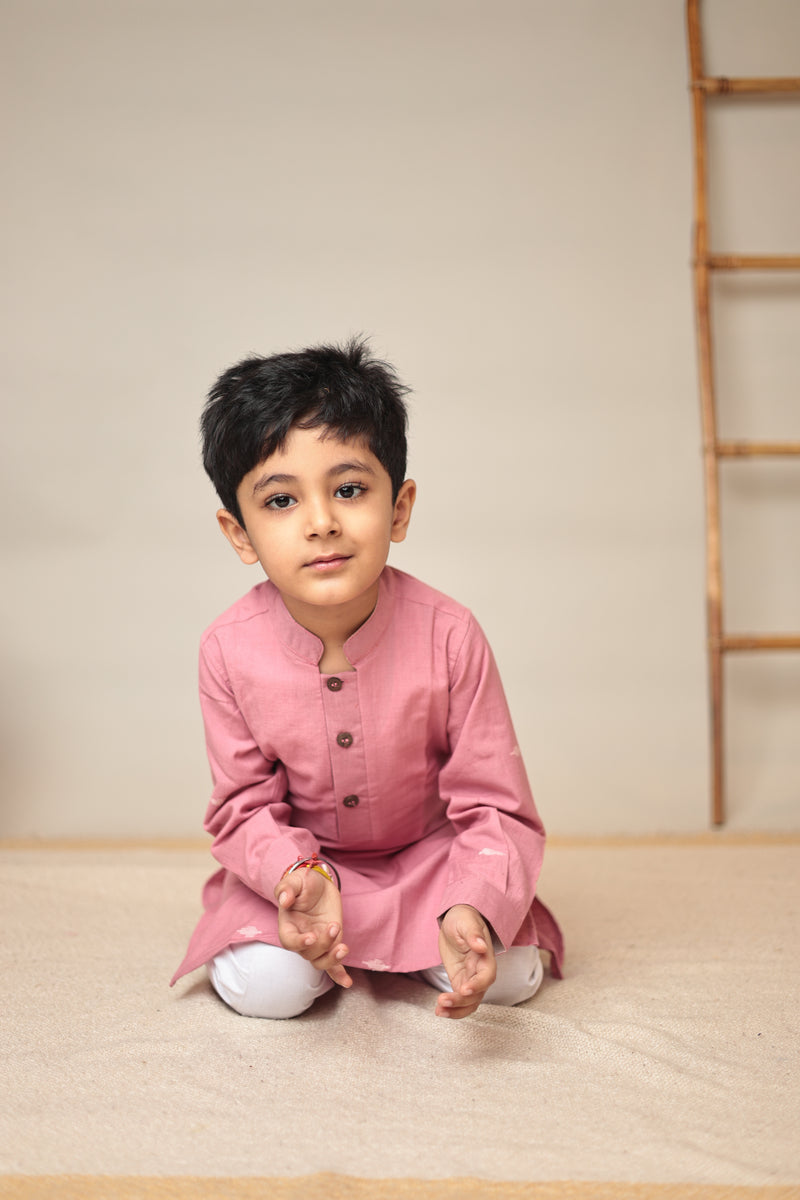 Mini Mudra : Pink Jamdani Kurta set
