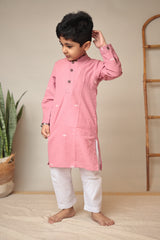 Mini Mudra : Pink Jamdani Kurta set