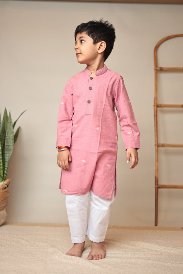 Mini Mudra : Pink Jamdani Kurta set