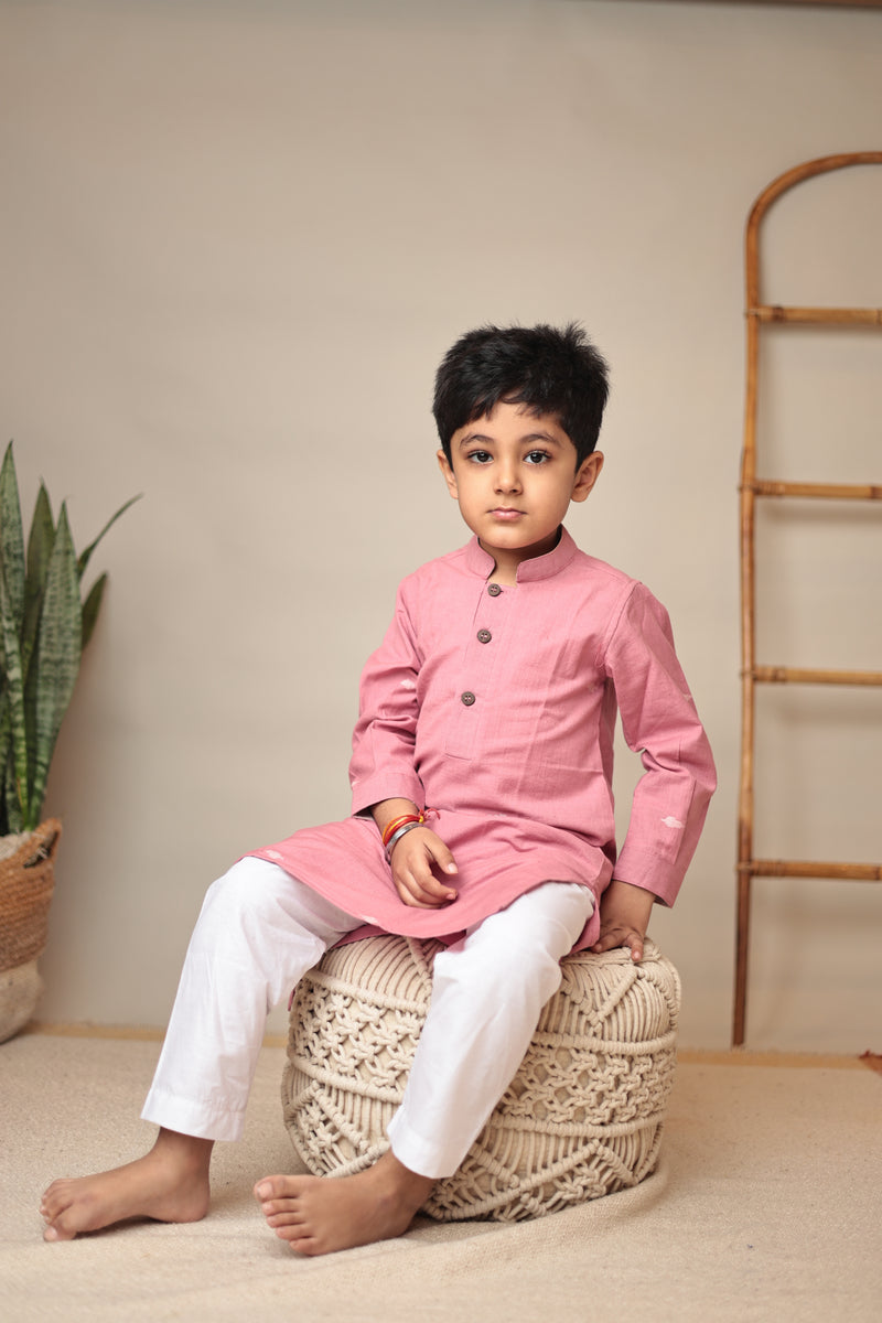 Mini Mudra : Pink Jamdani Kurta set