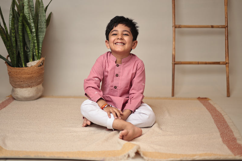 Mini Mudra : Pink Jamdani Kurta set