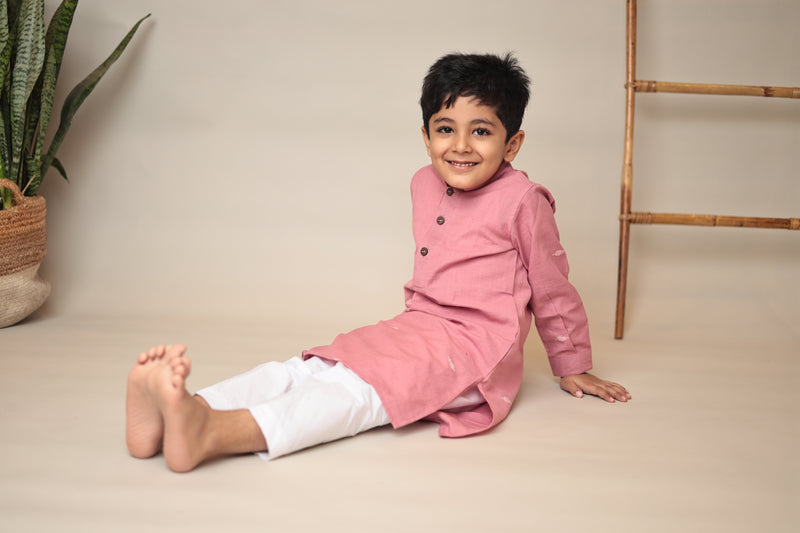 Mini Mudra : Pink Jamdani Kurta set