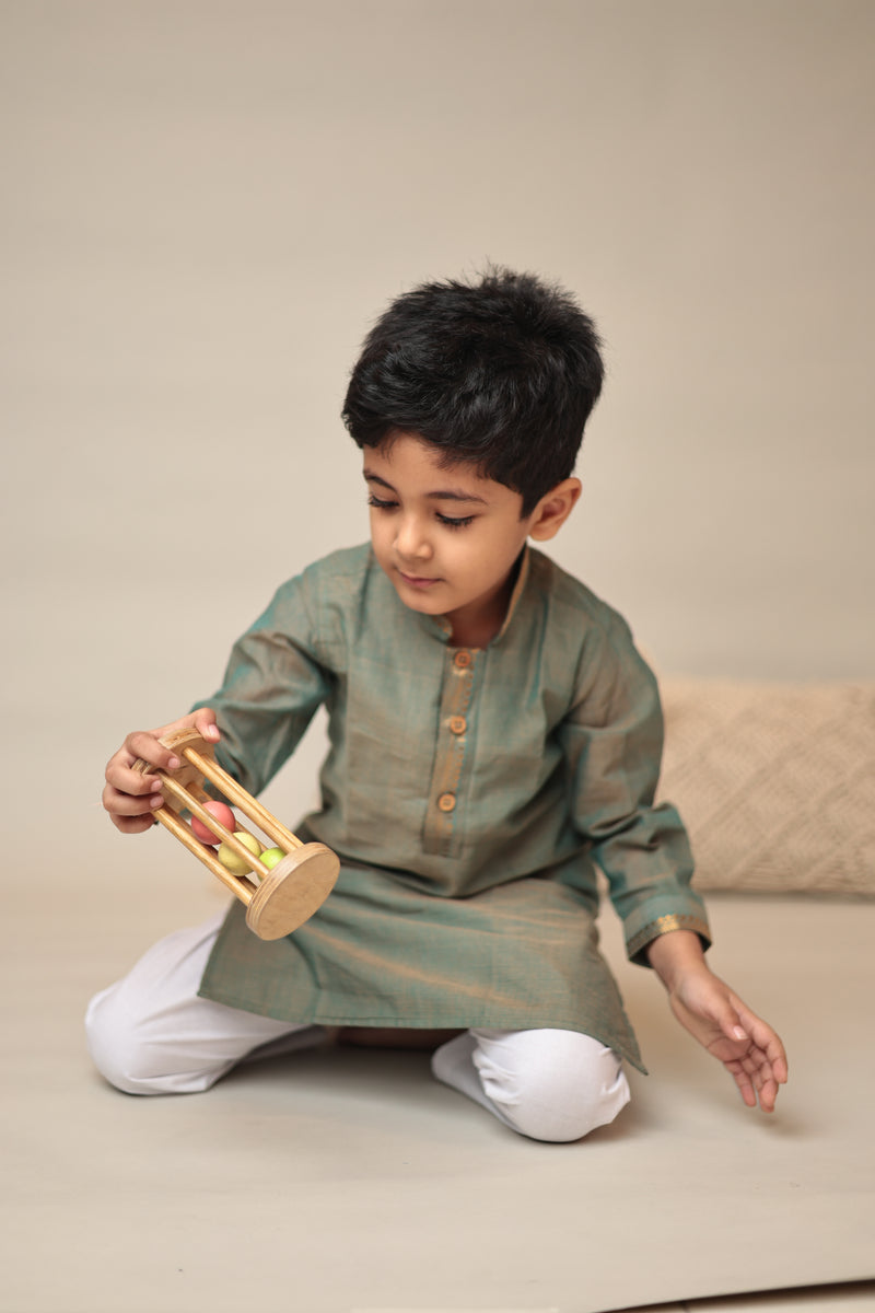 MINI VAANA Mangalgiri Knee-Length Kurta set