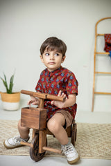 Mini Sutra: Floral Blockprint Half sleeves Shirt