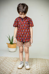 Mini Sutra: Floral Blockprint Half sleeves Shirt