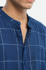 Neel - Indigo Dabu Blockprint Half-Sleeve shirt