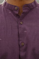 Jamun : Jamdani Wine color Full-sleeve Shirt