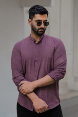 Jamun : Jamdani Wine color Full-sleeve Shirt