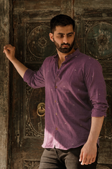Jamun : Jamdani Wine color Full-sleeve Shirt