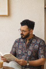 RAAHI : Blockprint Half-Sleeve henley shirt