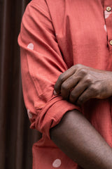 KESAR: Handwoven Jamdani Orange color Shirt