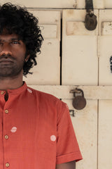 KESAR: Handwoven Jamdani Orange color Shirt