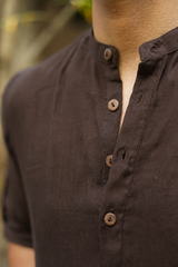 MOCHA : Brown Handwoven Cotton Kurta Set