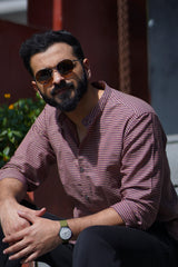 Noir : Handwoven Cotton Stripes Full-Sleeve Shirt