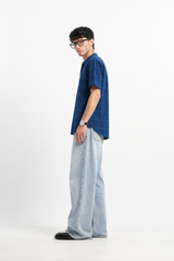 Neel - Indigo Dabu Blockprint Half-Sleeve shirt