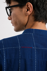 Neel - Indigo Dabu Blockprint Half-Sleeve shirt