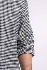 NIGHTFALL : Handwoven Cotton Black checks Mid-Length Kurta