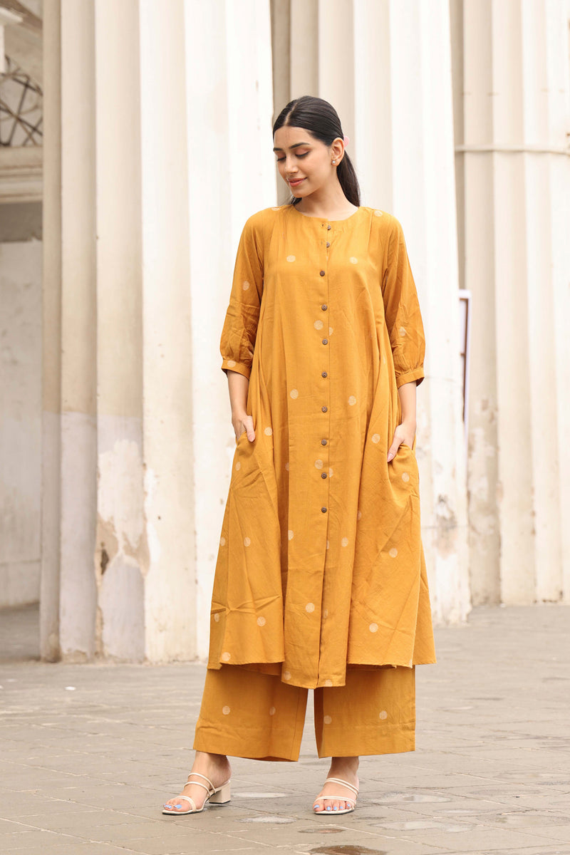 Piku Jamdani Mustard Co-ord set