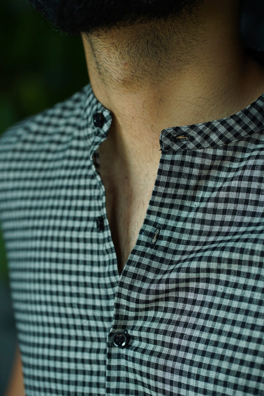 Rook Handwoven Cotton Black Checks Half-sleeve Shirt