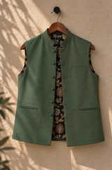 Sage Occasion Set :  Co-ord Set with Nehru Jacket