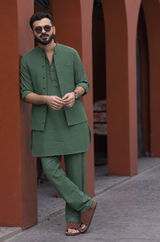 Sage Occasion Set :  Co-ord Set with Nehru Jacket