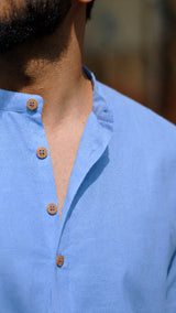 SKY : Light Blue Handwoven Cotton Kurta