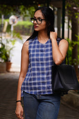 BLAIR Handwoven Cotton Blue Top