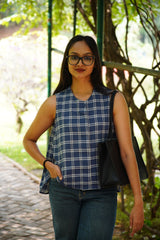 BLAIR Handwoven Cotton Blue Top