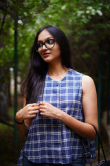 BLAIR Handwoven Cotton Blue Top
