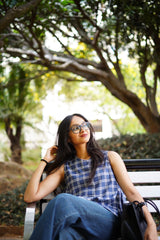 BLAIR Handwoven Cotton Blue Top