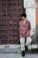 CLAY : Dull Mauve Handwoven Cotton Kurta