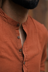 TERRA : Brick Brown Handwoven Cotton Kurta Set